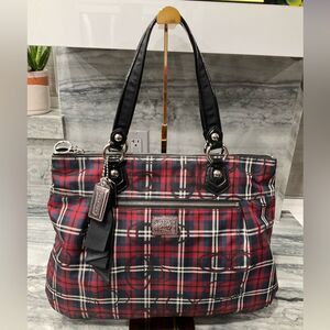 Coach Poppy Signature Tartan Plaid Tote Purse 14360